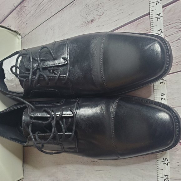 J. Murphy Men's Warehouse Leather Black Oxfords - Picture 2 of 10